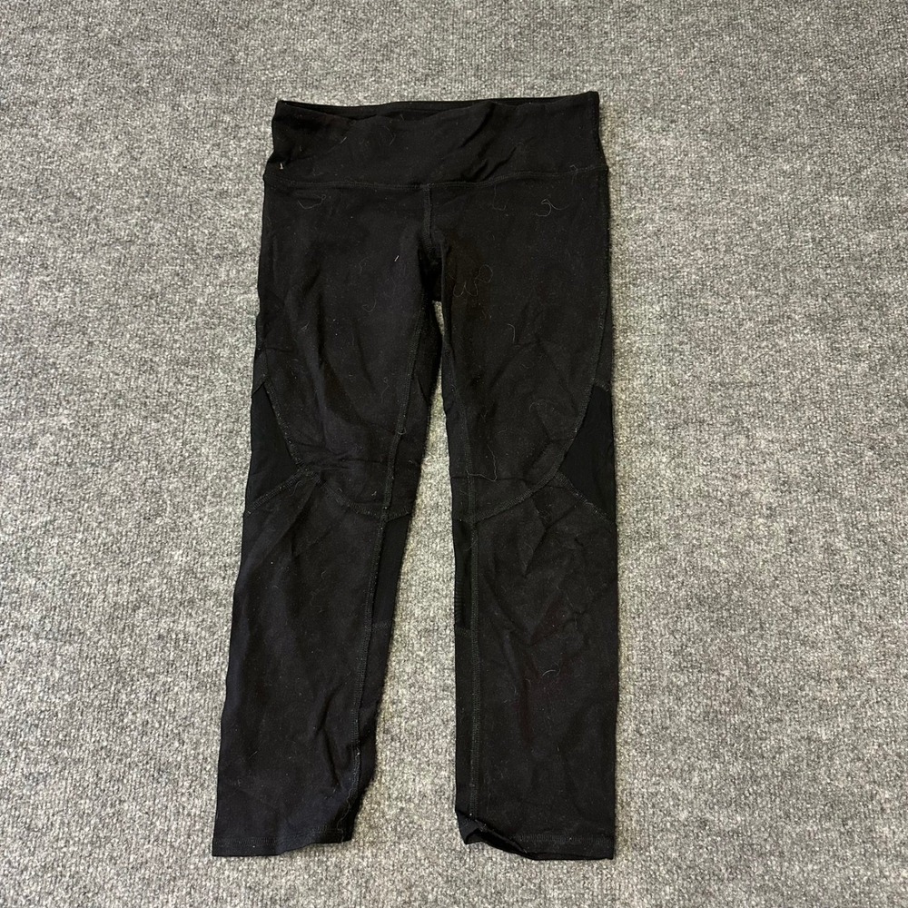 Alo Yoga Leggings Womens Size S Black Mesh Panel Cropped Athletic Workout Pants